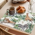 thumbnail image 3 of Tropical Animals Placemats Set of 8 Summer Elephant Giraffe Leopard Zebra Place Mats Indoor Wipeable Table Mats Washable Cloth Dining Table Placemats for Kitchen Holiday Party Home Decor 13x19 Inch, 3 of 9