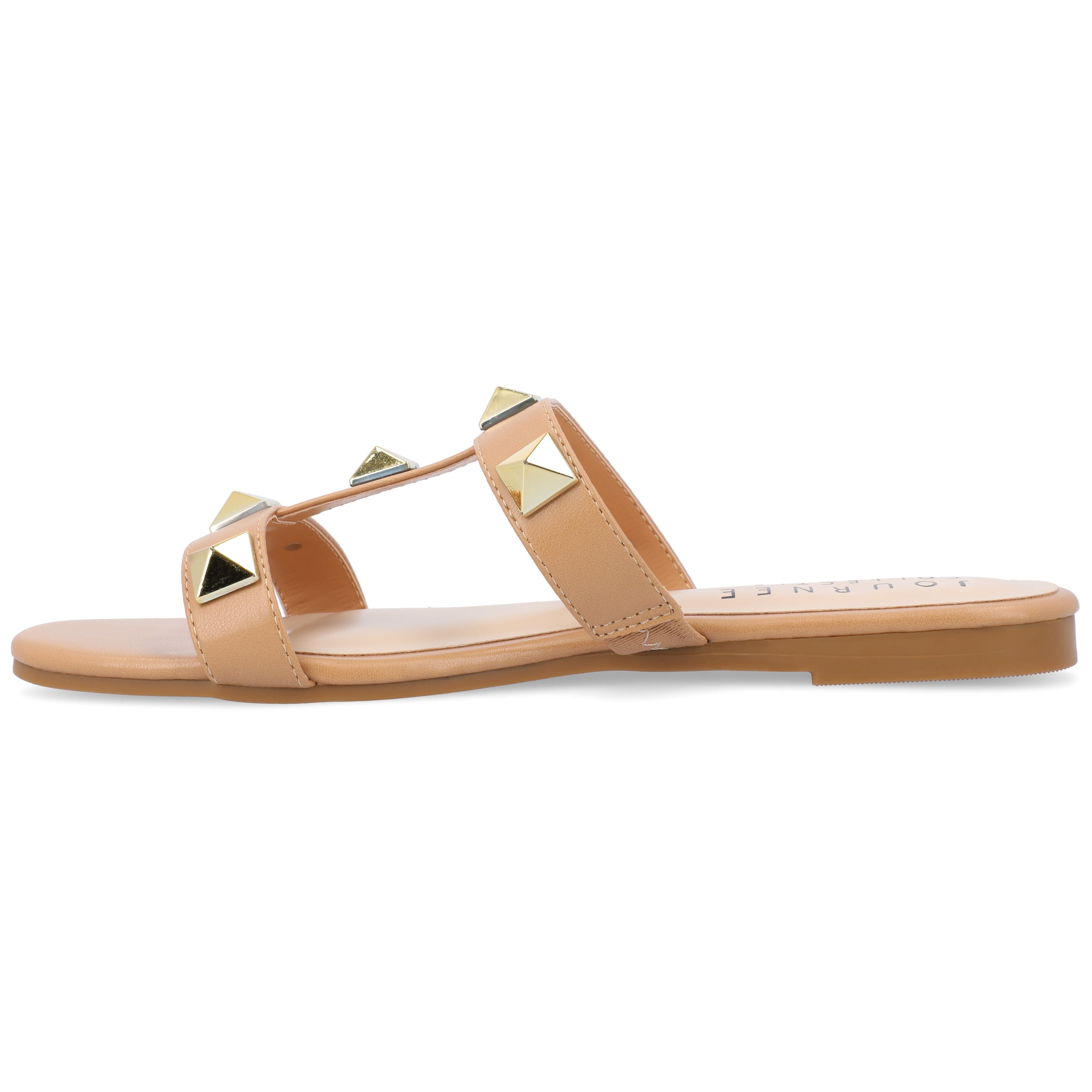 Journee Womens Kendall Studded Slide Flat Sandals