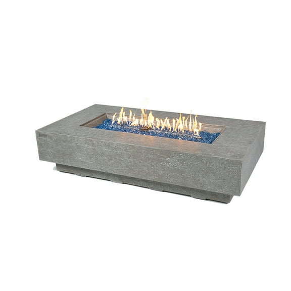 Elementi Plus Riviera Propane Fire Pit for Outside Outdoor Fire Pit Table Smokeless Firepit Concrete Rectangular Fire Table Patio Heater Fireplace 60000 BTUs - Light Grey, 60 x 31.9 Inches