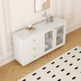 thumbnail image 5 of Kselythan Sideboard Buffet Cabinet With Storage,55" Wooden Storage Cabinet With Built In Shelves,3 Drawers&Tempered Glass Doors,Bar Cabinet,For Living Room,Kitchen,Dining Room, 5 of 7