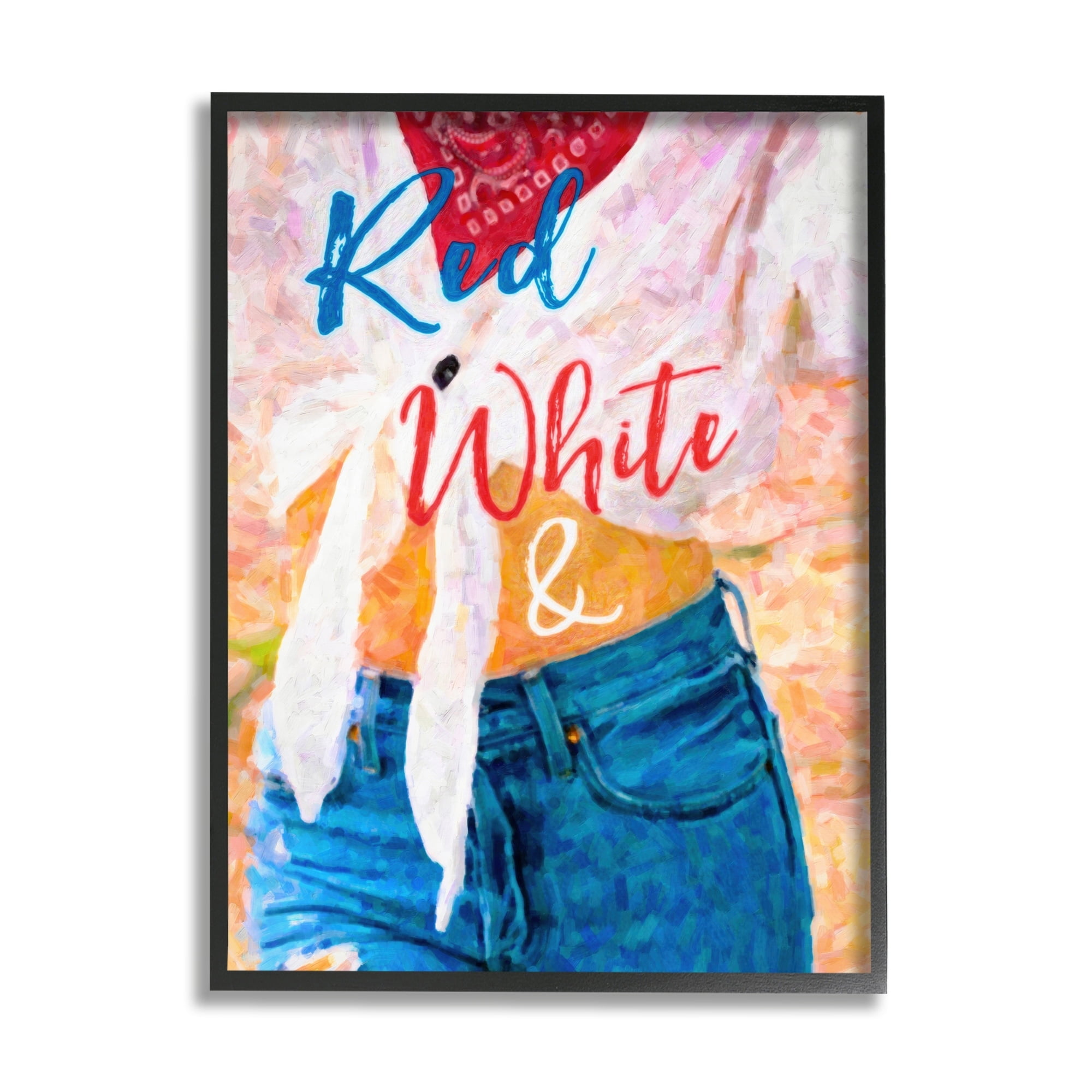 Stupell Industries Red White & Blue Patriotic Celebration Graphic Art Gray Framed Art Print Wall Art, Design by Graffitee Studios