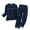 Solid-Dark Blue, variant on Uccdo 2Pcs Little Girls Boys Cotton Long Sleeve Pajamas Set Kids Button Down Printed Sleepwear Nightwear Loose Fit 3-10 Years