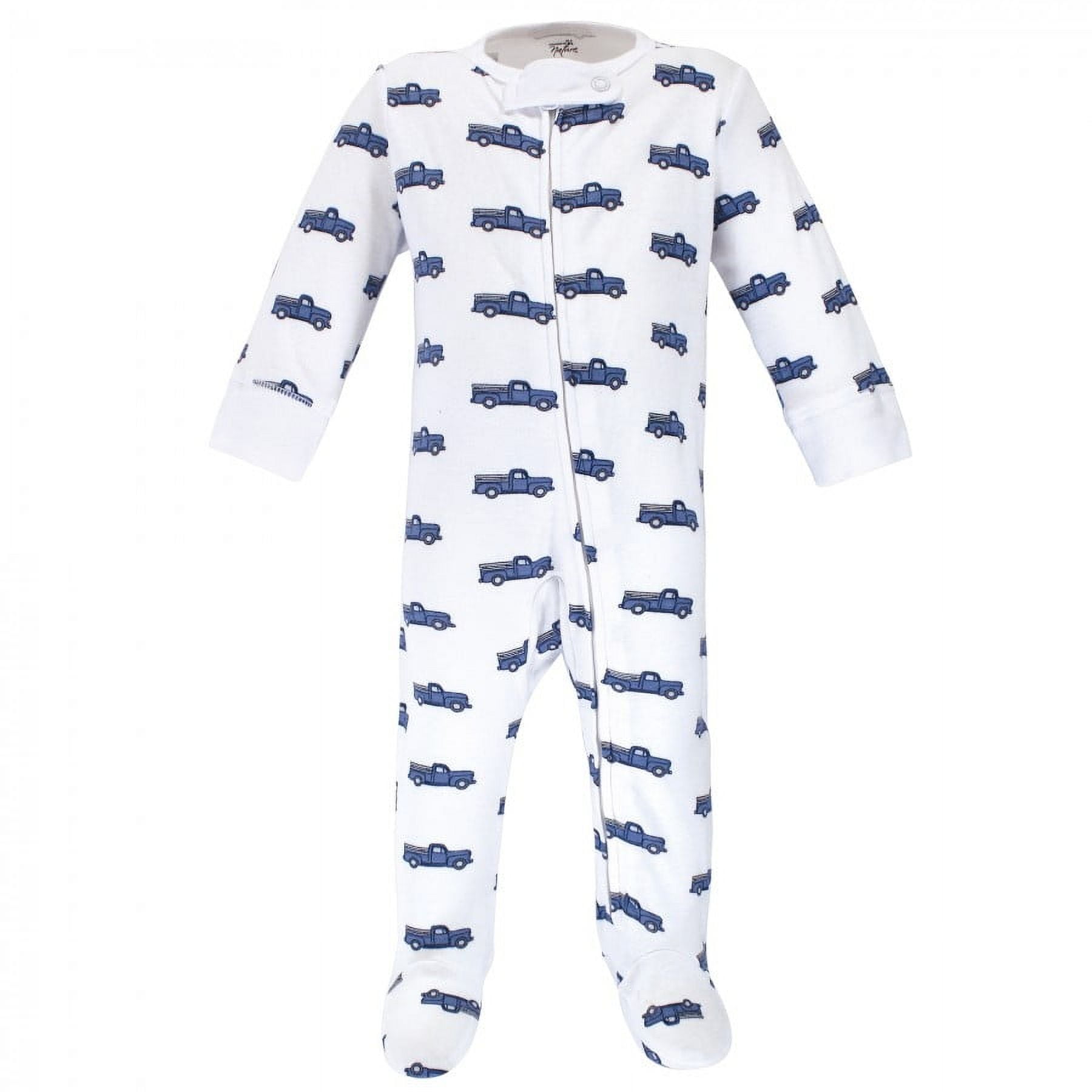 Touched by Nature Baby Boy Organic Cotton Zipper Sleep and Play 3pk, Truck, 0-3 Months
