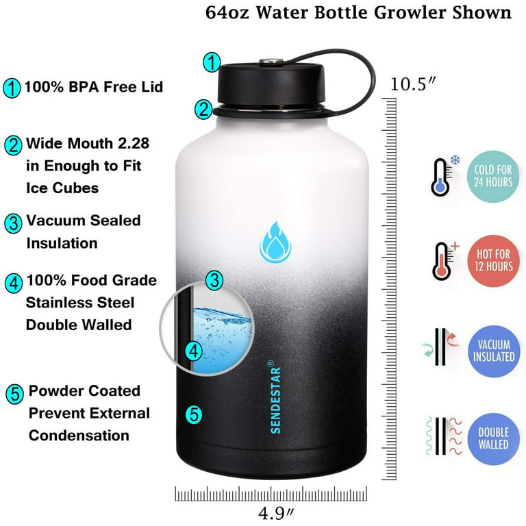HydroFest Water Bottle with Straw, Thermos Water Bottle 40 oz, Wide Mo –  sendestar