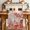 thumbnail image 2 of Table Runner 72 Inches Long for Kitchen Dining, Red Orange Cherry Blossoms Dresser Scarf Farmhouse, Dining Table Decorations for Wedding/Parties, Spring Weeping Leaves Burlap 13 x 72 In, 2 of 8