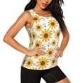 thumbnail image 2 of Xecao Sunflowers print women's scoop neck, loose-fit workout tank tops for the gym., 2 of 9