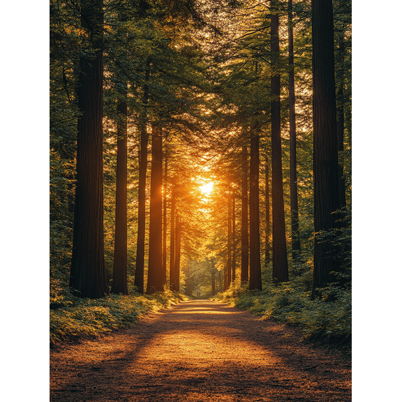Sunset Forest Path Canvas Print/Wall Art Perfect for Living Room Hallway and Yoga Studio Decoration.