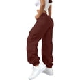thumbnail image 6 of Sweatpants Women Cargo Pants for Women High Waisted Hiking Pants Baggy Stretchy Wide Leg Streetwear with 6, 6 of 6