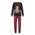 thumbnail image 2 of Family Christmas Pajamas Matching Sets Elk Print Long Sleeve Shirt and Plaid Pants Set Loungewear Soft Sleepwear, 2 of 5