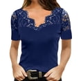 thumbnail image 2 of Blusa De Encaje, Blusa De Manga Corta De Poliéster, Cuello En V Suave A La Moda, Transpirable Para Fiesta De Compras ANGGREK No, 2 of 6