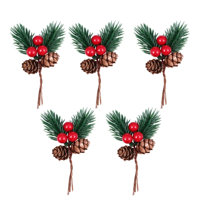 Miangastore 5Pcs Creative Pine Picks Novelty Simulation Christmas Berry Pine Cone Decor