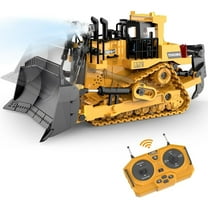 1:24 Scale 9-Channel RC Bulldozer Kit - 2.4GHz Remote, Working Lights/Sounds, 40min Runtime - Premium ABS Construction Toy Age 6-12 as shown
