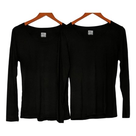 32 Degrees Heat Women's Top Sz L Long Sleeve Tee 2-Pack Black