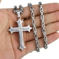 thumbnail image 4 of Mens Stainless Steel Cross Pendant Necklace 5mm Byzantine Link Chain Religions Jewelry 22-32inch, 4 of 4