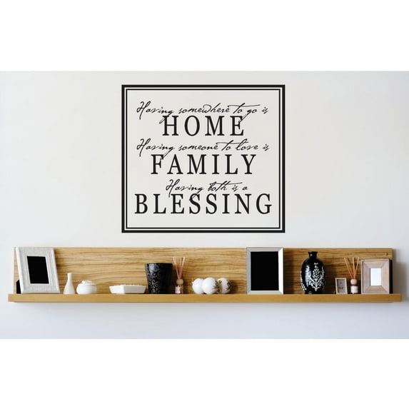 Vinyl Wall Decal Sticker : Home Family Blessing Life Quote Picture Art Peel & Stick Mural 16x16 Inches