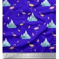 thumbnail image 3 of Soimoi Blue Rayon Fabric Feather & Flamingo Bird Print Fabric by the Yard 58 Inch Wide, 3 of 3