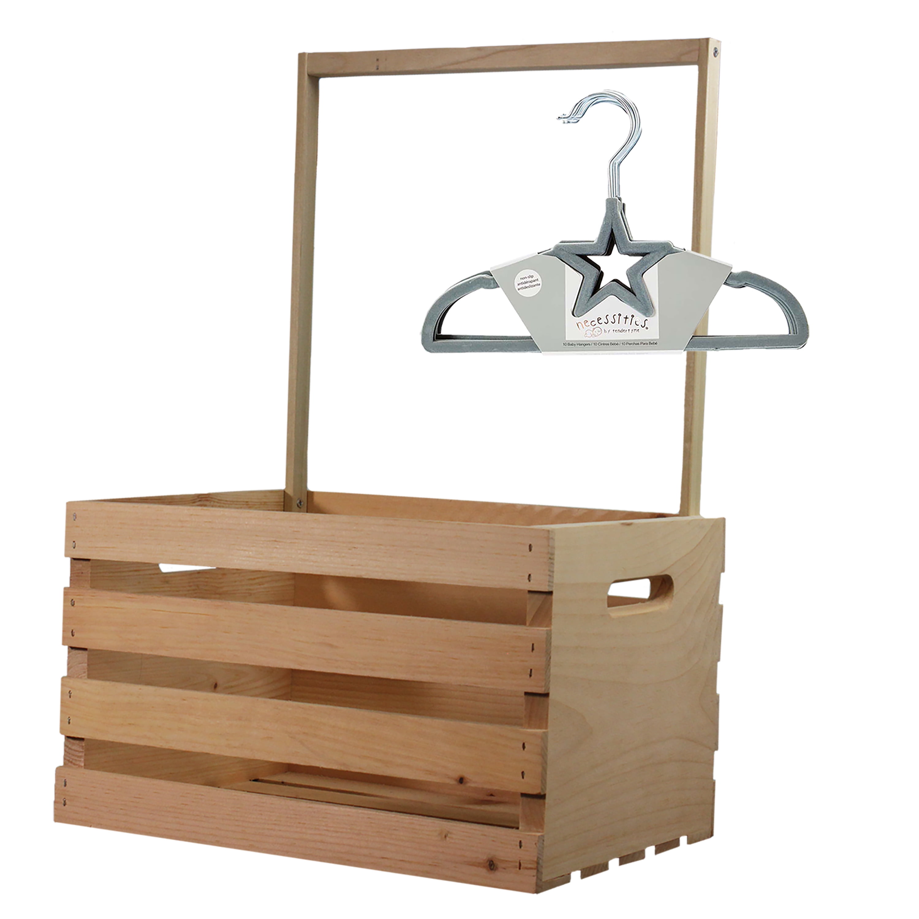 Baby Shower Wardrobe Crate & 10 Clothes Hangers Kit, Baby Shower Gift Crate, Gray