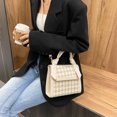 thumbnail image 4 of Bolsos de mensajero a cuadros de moda para mujer bolsos de hombro con solapa de PU (blanco) Tmvgtek Oficina Multiescena Multifunción, 4 of 9