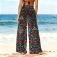 thumbnail image 4 of Gamivast Womens Swimsuit Cover up Pants Boho Floral Graphic Wide Leg Sheer Beach Pant Flowy Elastic Waist Pull On Pants Vacation Swimwear Summer Outfits, 4 of 5
