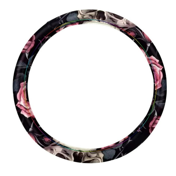 Rose Personalized Steering Wheel Cover, Durable PVC Leather Car Wheel Covers