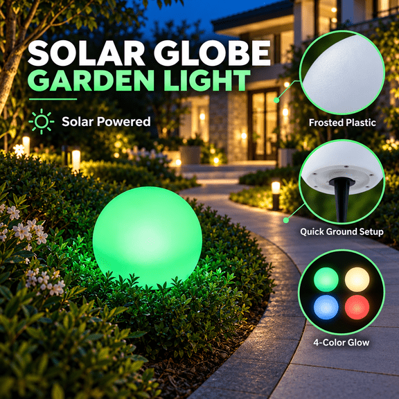 Solar Powered White Rotomolded Globe In Ground Light, 6in, with Remote Control, Waterproof Outdoor Villa Garden Walkway Yard Ambient Lighting Decor
