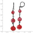 thumbnail image 2 of Leverback Black Plated Red Crystal Bead Linear Drop Earrings 58x12mm Wide Dangle Earring for Women, 2 of 2