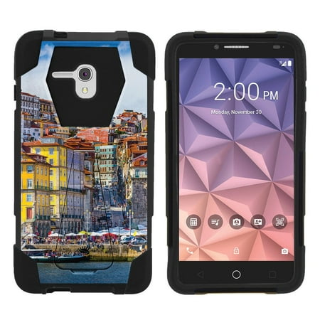 City Fusion - Alcatel One Touch Fierce XL 5054N Shock Fusion Heavy Duty Dual Layer Kickstand Case - City Canals