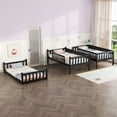 thumbnail image 3 of Leumius Twin over Twin over Twin Size Triple Bed Frame with Ladders and Guardrails,Detachable Bunk Bed for Boys Girls Black, 3 of 9
