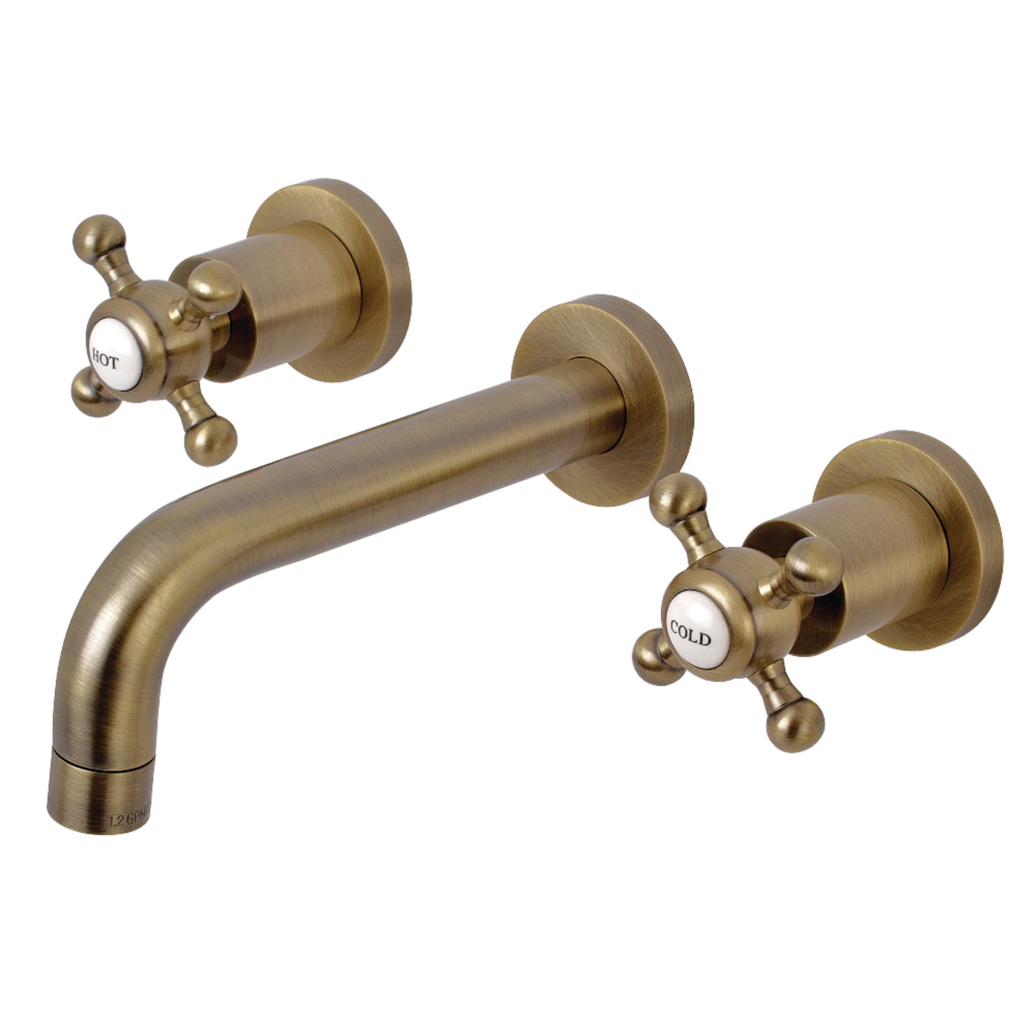 Kingston Brass KS8123BX Metropolitan 2-Handle 8 in Wall Mount Bathroom Faucet Vintage Brass
