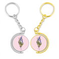 thumbnail image 1 of Planta de flor de lavanda azul Anillo de oro de metal llavero llavero, 1 of 4