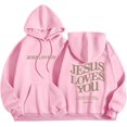 thumbnail image 1 of Pink Graphic Hoodie For Women 2024 Cute Preppy Sweatshirt Long Sleeve Drawstring Pullover Tops With Pockets, 1 of 5