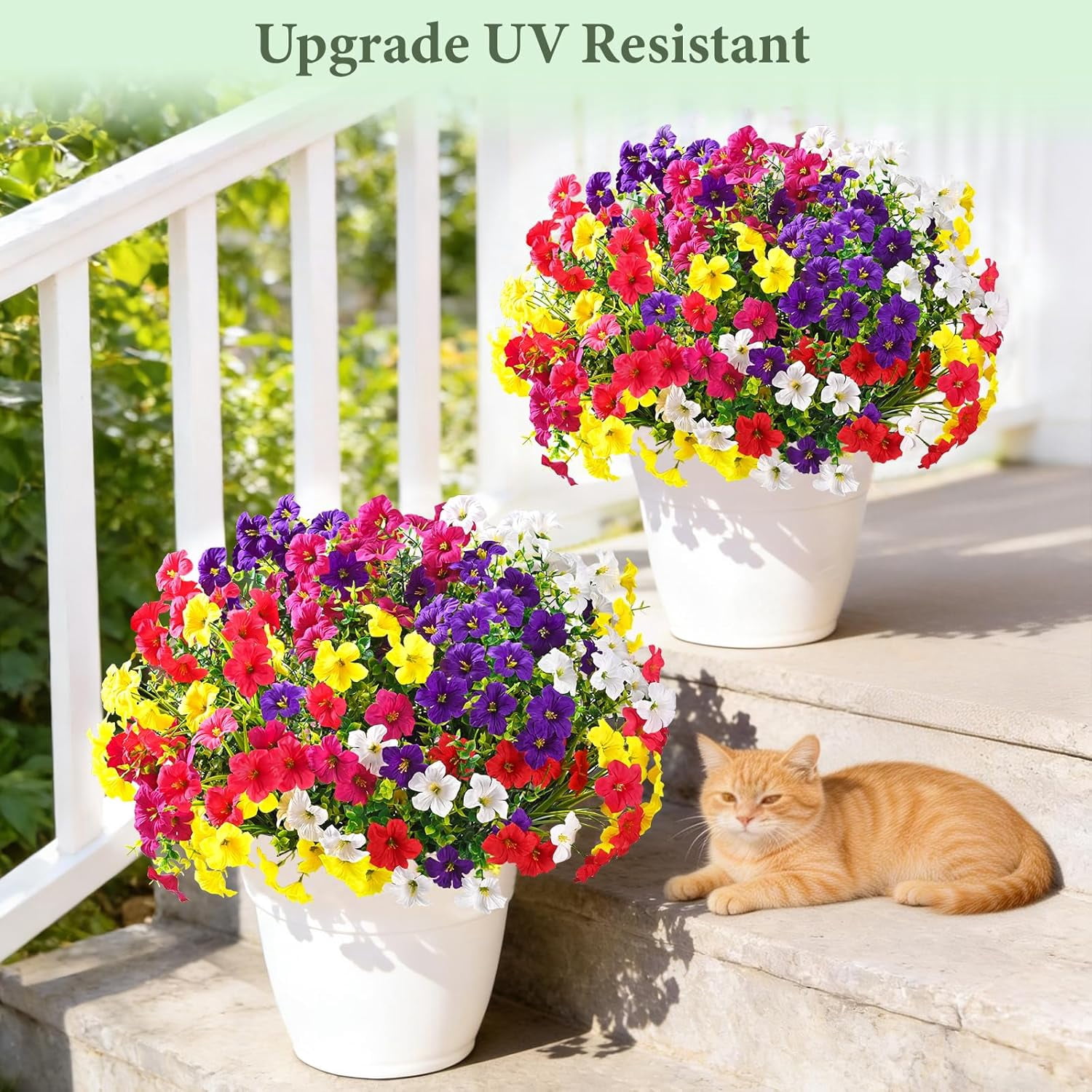 Waipfaru Artificial Flowers for Outdoors Fake Plants Outside Decoration, 24 Bundles UV Resistant Silk Morning Glory,Realistic Faux Flowers for Planter Porch Patio Yard Decor