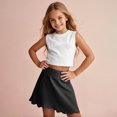 thumbnail image 5 of Girls Golf Skirt, Athletic Tennis Skirts with Shorts Solid Color High Waisted Skorts for Workout Maxi Skirt Black 4Y, 5 of 9