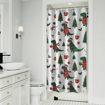 White Cartoon Christmas Dinosaurs Sweaters Pattern Shower Curtain 36"x72" ,Bathroom Decorative Shower Curtains Set with 12 Hooks,Modern Waterproof Washable Shower Curtain
