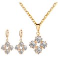 thumbnail image 1 of ATTOE Fashion Simple Jewelry Set Gold and Silver Two-Color Four Petal Sack Set Necklace Ear Ring (Color : SLV-PNK), 1 of 2