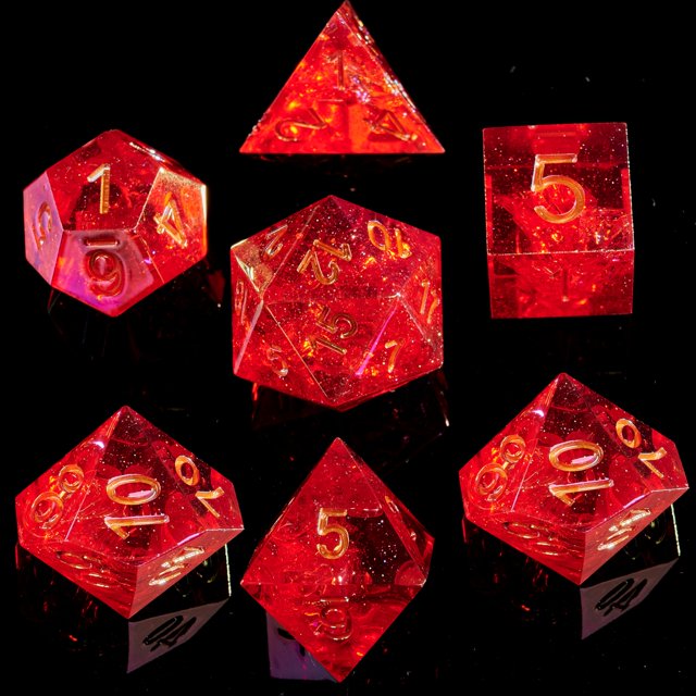 Fugacity Dnd Juego de dados Núcleo líquido Hecho a mano Borde afilado 7 piezas de dados de resina: mazmorras y dragones Juego de dados poliédricos Juego de dados D&D con estuche de dados de regalo par