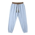 thumbnail image 4 of WRKEKC Mens Linen Pants Elastic Drawstring Waist Jogger Ankle Cuff Lightweight Trousers with Side Pockets for Summer Beach and Daily Relax Wear, 4 of 9