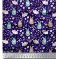thumbnail image 1 of Soimoi Poly Georgette Fabric Floral & Rabbit Kids Print Fabric by The Yard 52 Inch Wide, 1 of 3