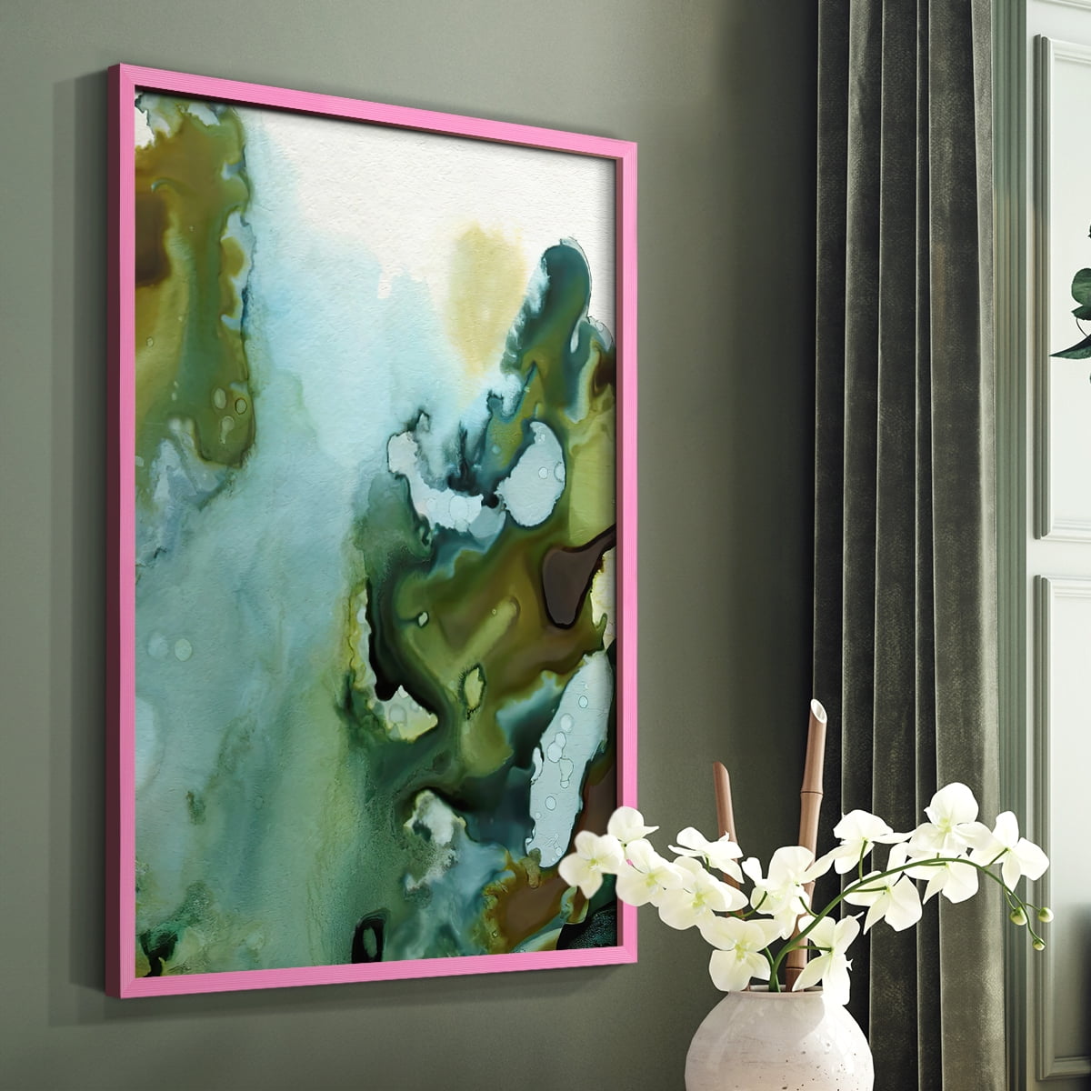Water and Earth I Framed Print in Pink Solid Wood 11 x 14 Framed Print