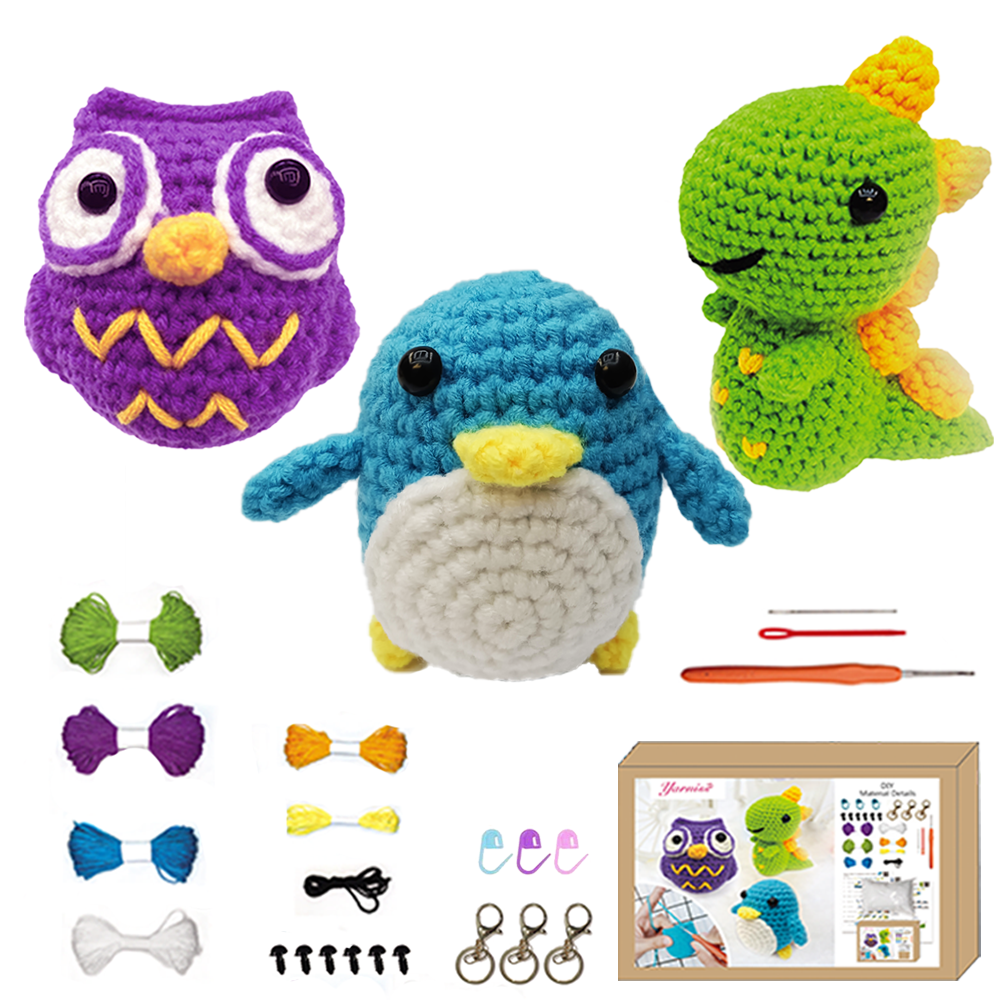 Yarniss Crochet Animal Kit for Beginners, Amigurumi Crochet Kit with