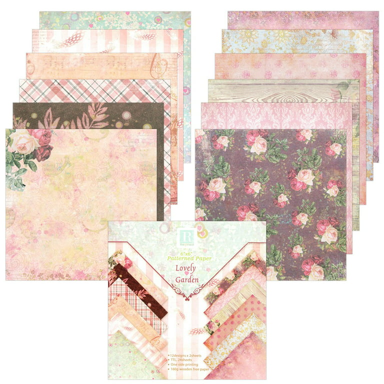 Wrapables 6x6 Decorative Single-Sided Scrapbook Paper for Arts & Crafts  Projects, Scrapbooking, Card-Making, Pink Floral Theme