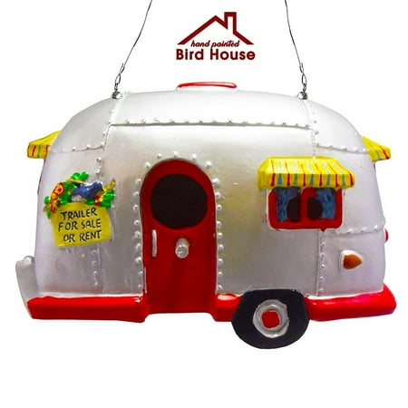 Bird Wash House - Rv Style Trailer Birdhouse, Resin Bird House for Garden or Patio by Big Mo’s Toys