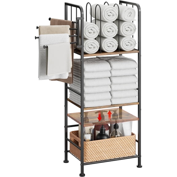 TT-Towel Rack Free Standing 3-Tier M-Shaped Detachable Dividers,4 Rotatable Bars Fast Drying, Pool Towel Rack, Space-Saving Towel Storage Organizer, Bath Towel Shelf for Home, Poolside Patent Pending