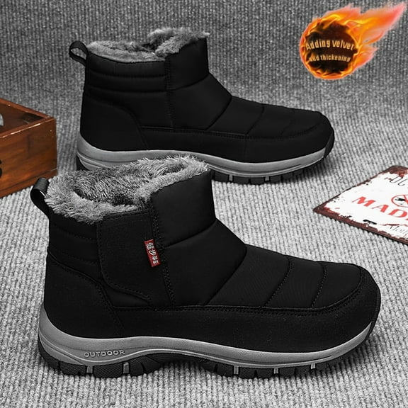 Men'S & Women'S Winter Fleece-Lined High Quality Snow Boots with Slip-Resistant Rubber Sole, All-Season Round Toe Short Ankle Boots - Warm Insulated Outdoor Walking Shoes for Elderly