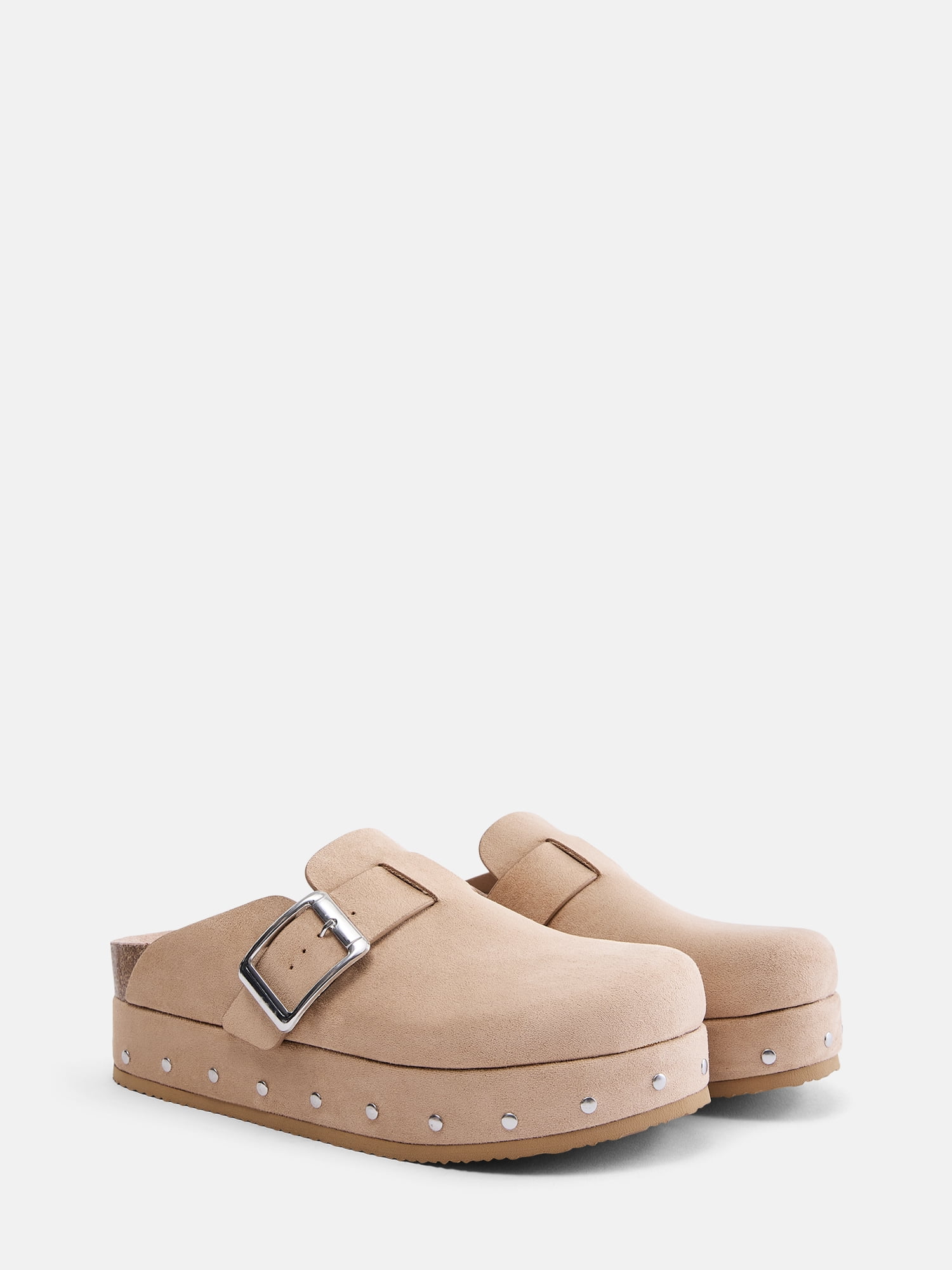 Madden NYC Women's Studded Faux Suede Platform Clogs