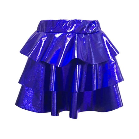 

Kids Holiday Party Colour Blocking Tulle Dance Performance Skirt Poncho Cheerleader Glossy Pleated Skirt Cute Leisure Comfy Dailywear