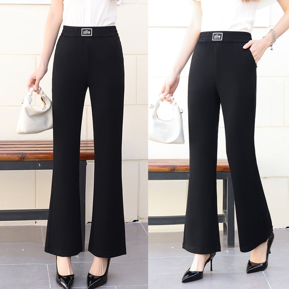 Summer New Micro flared Pants Women's Black Modal Thin Pants Elastic Elastic Waist Apricot Casual Pants
