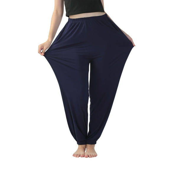 Women's Plus Size Pants Women Stretchy Plus Size Pants Solid Color Trouser Casual Loose Baggy With Pockets For Yoga Dance Sport Homewear,Blue Women's Plus Size Pants XXL