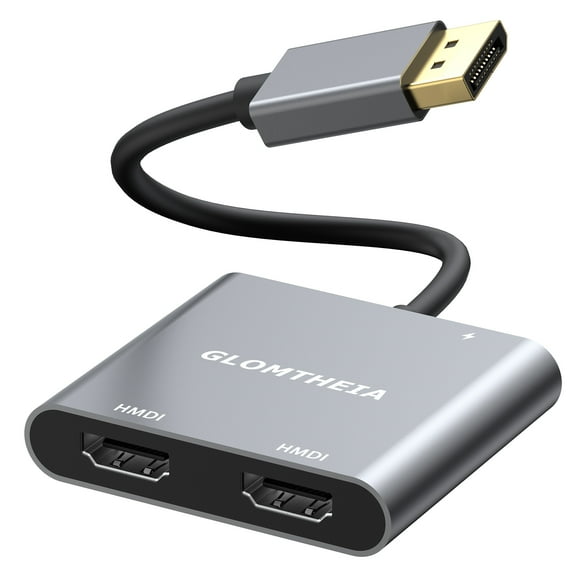 4K 60Hz DisplayPort to Dual HDMI Adapter, MST Splitter for Dual Monitor Extender, Supports Extended & Mirror Mode, Plug and Play, USB Power Cable Included