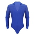 thumbnail image 5 of Fldy Men's Dance Shiny Rhinestones Bodysuit Shirt Ballroom Salsa Samba Latin Tops Leotard Royal_Blue X-Large, 5 of 7
